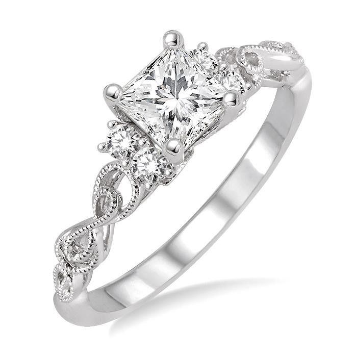 Princess Shape Diamond Engagement Ring 15723DHFHWG-LE