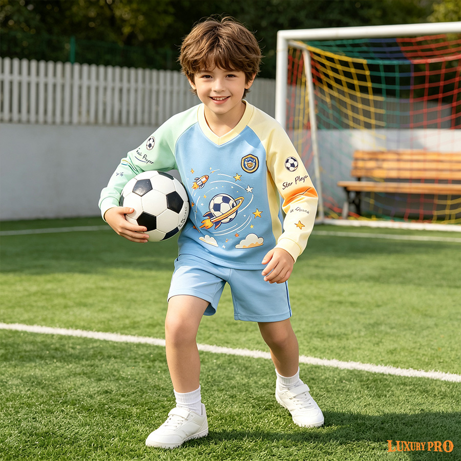 AOP MEG Kids Raglan V-Neck Soccer Jersey With Cuffs