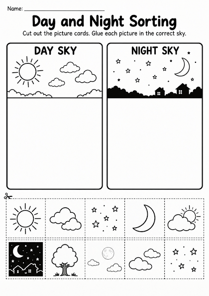 Day and Night Sorting Worksheet