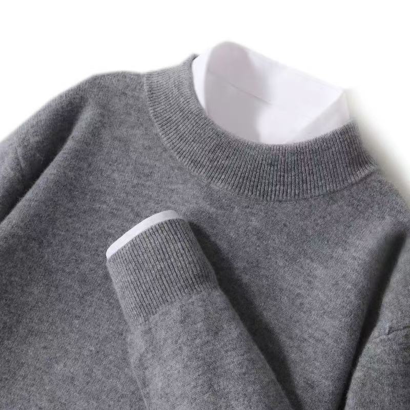 Men's Wool Sweater, Stand-up Collar, 100% Wool, Plus Sizes
