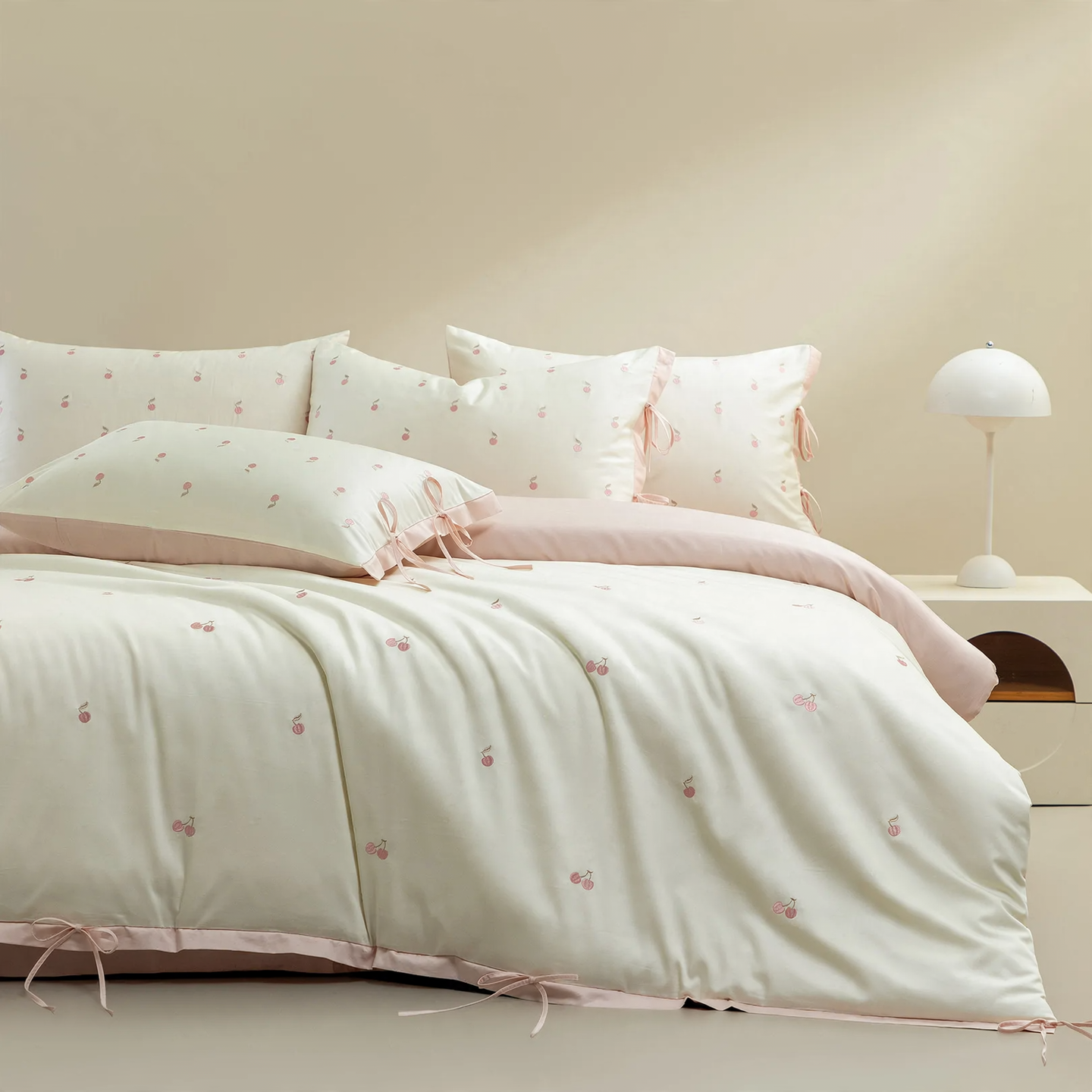 Baumwoll-Bettwäsche-Set mit Kirsch-Design