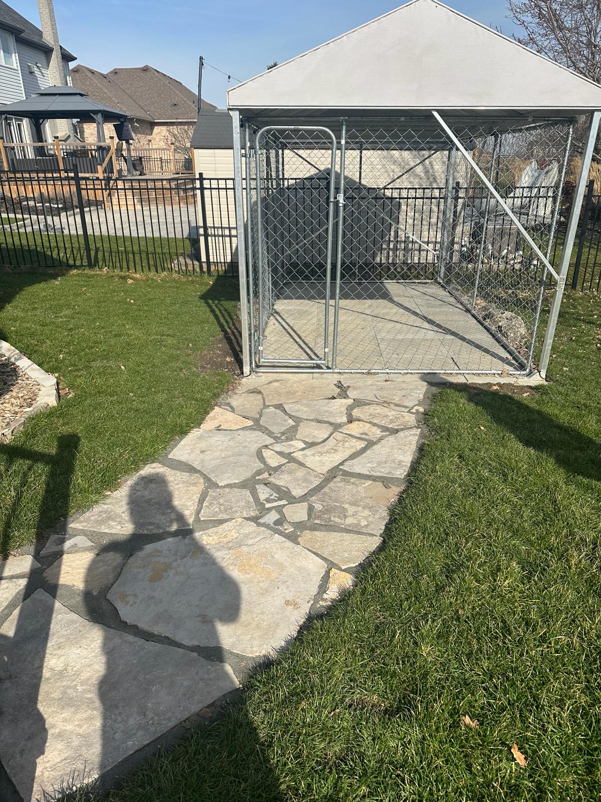 Natural stone steps and paver entrance landing in London, Ontario