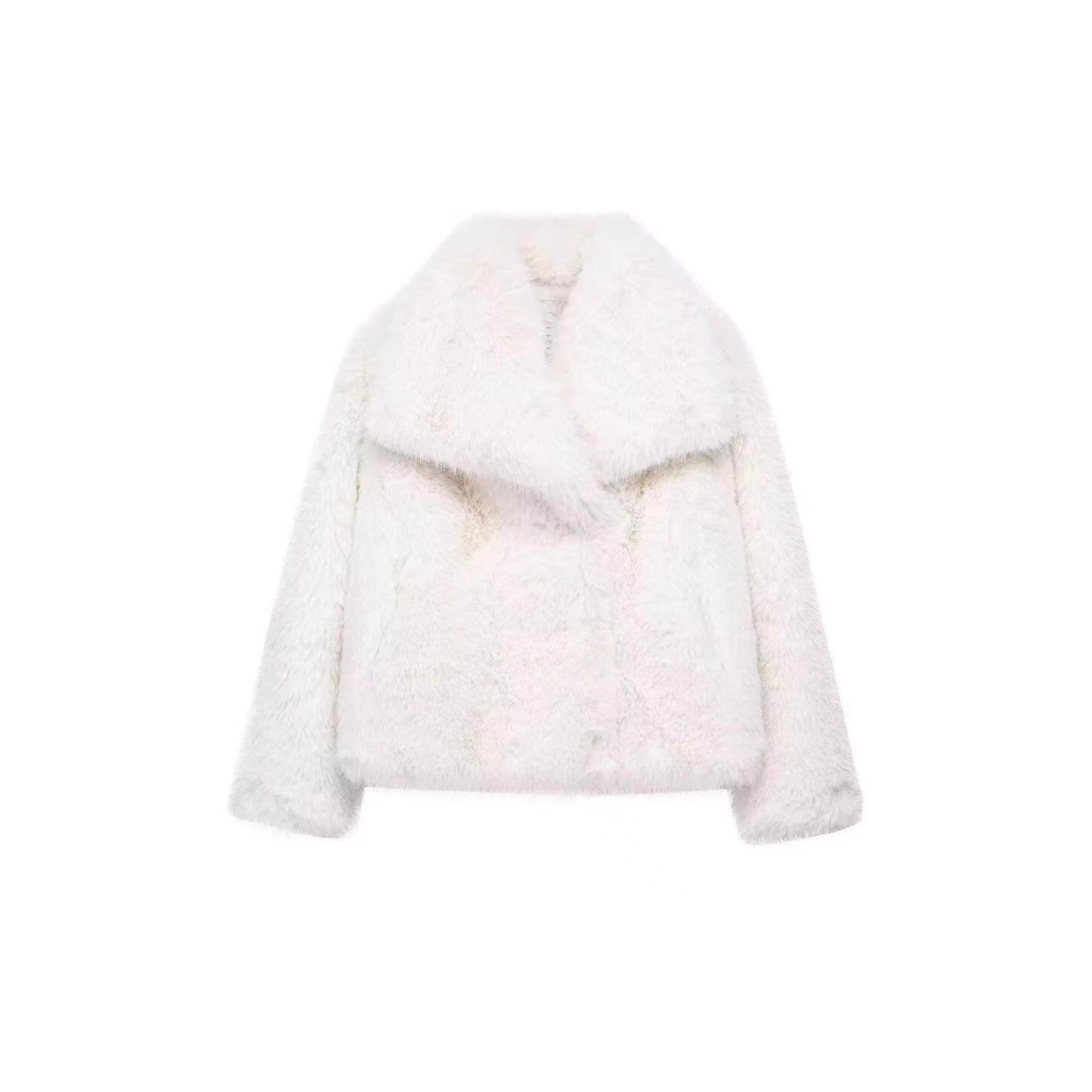 Stylish faux fur coat with a large collar