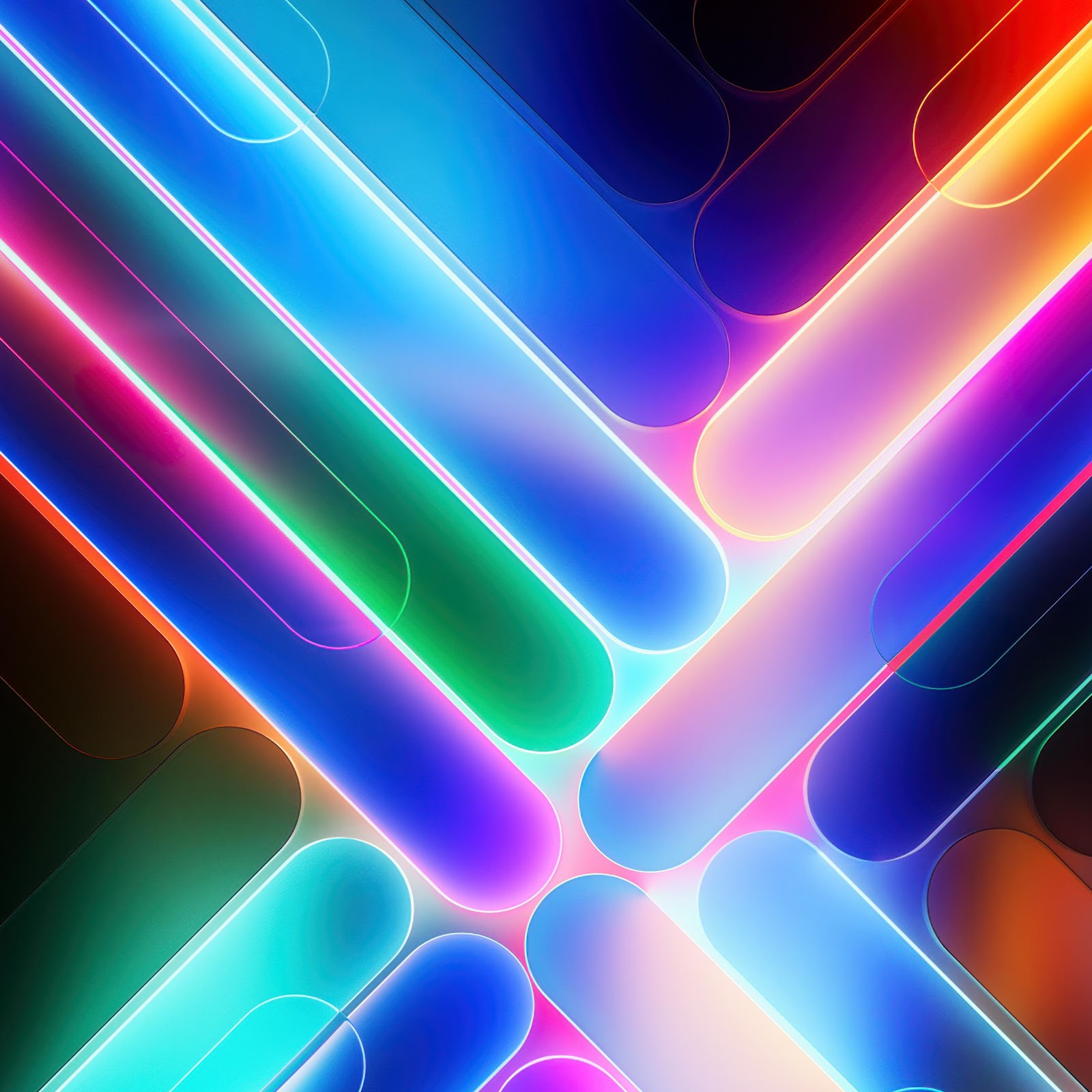 Download Colorful Neon Geometric Bars 4K iPhone