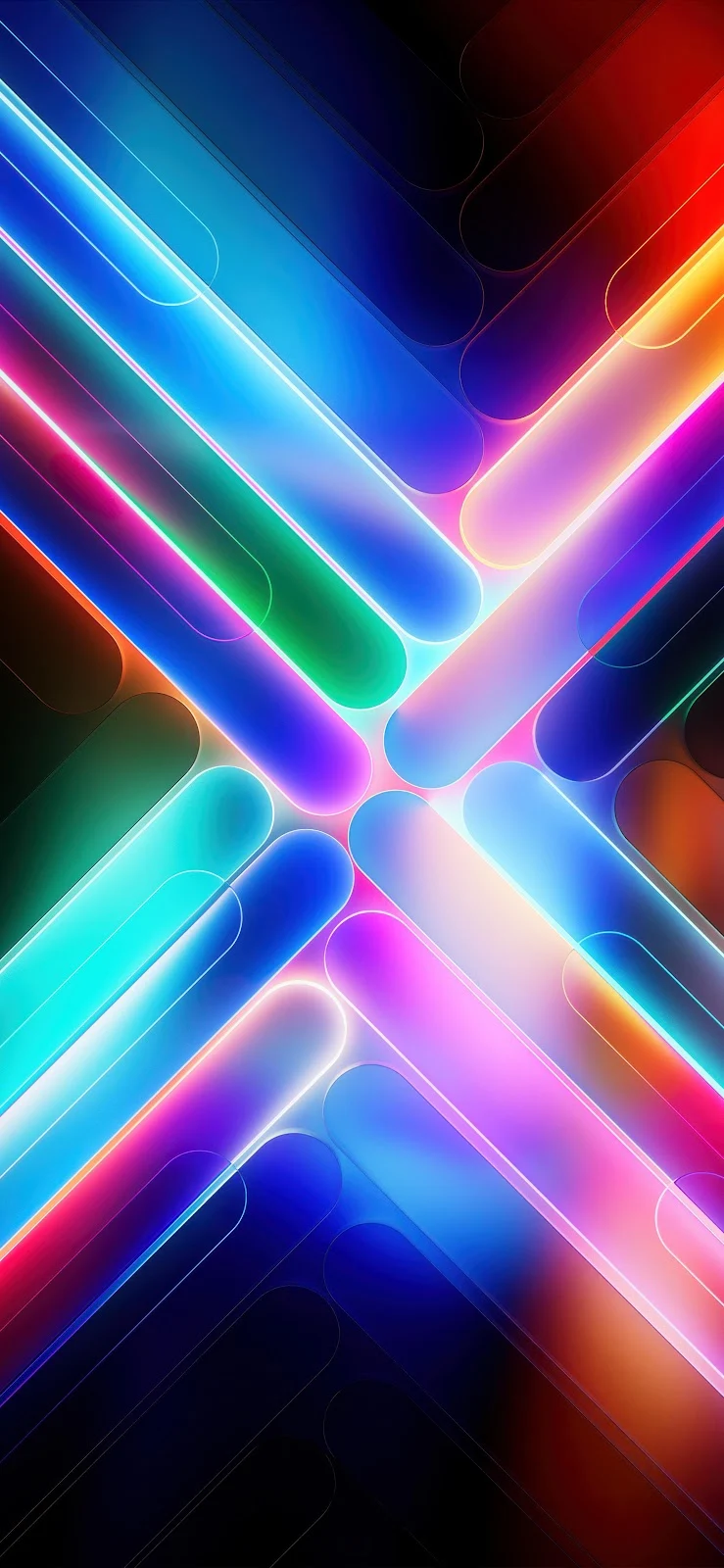 Colorful Neon Geometric Bars - Digital Abstract Art 4K iPhone Wallpaper (2363x5119)