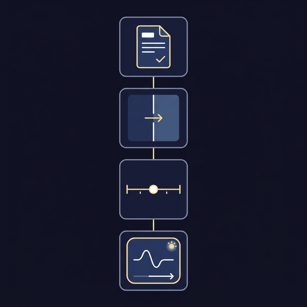 Minimalist 2D vector checklist illustration showing preregister holdout test compute intervals and monitor steps How to Separate Skill from Short-Term Luck