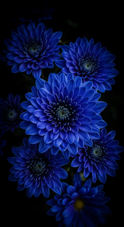 Blue Night Chrysanthemums