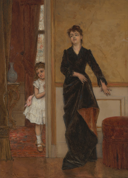 An Elegant Lady and a Young Girl 19th century
