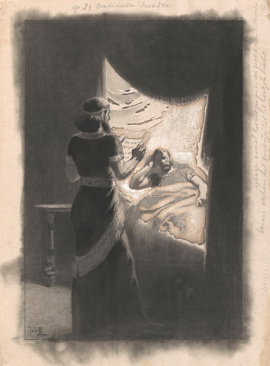 Ontwerp voor illustratie in De Amsterdammer Doux pays 1911