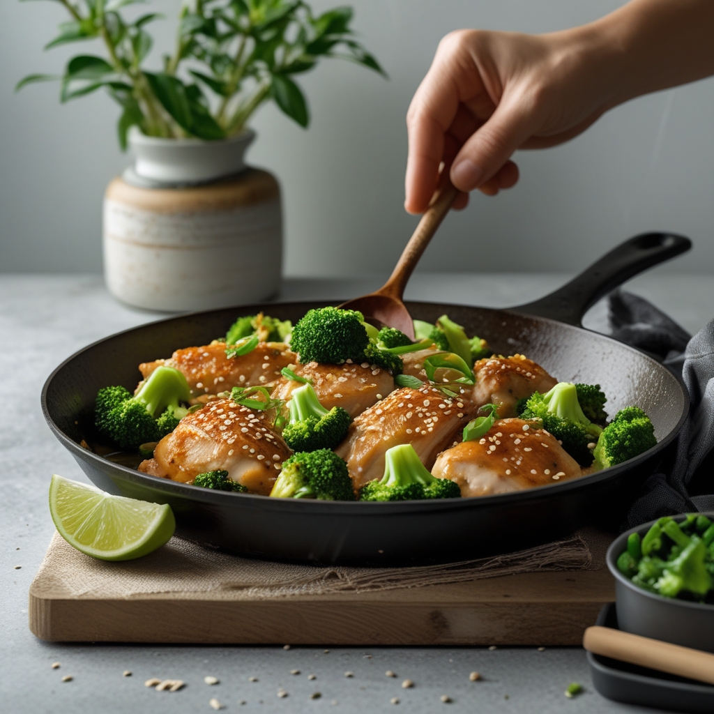Honey Ginger Lime Chicken Skillet with Sesame Broccoli
