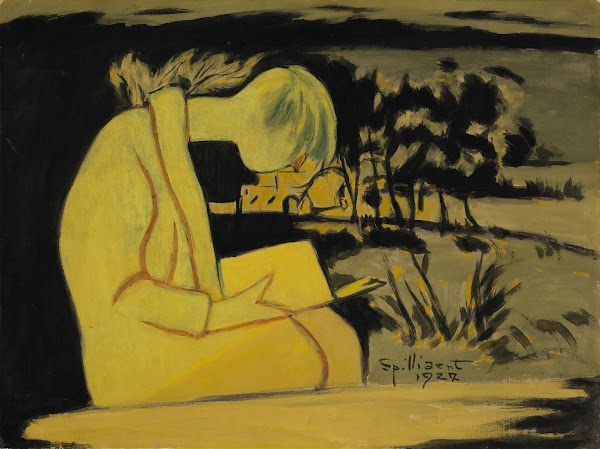 Jeune fille en jaune lisant 1927