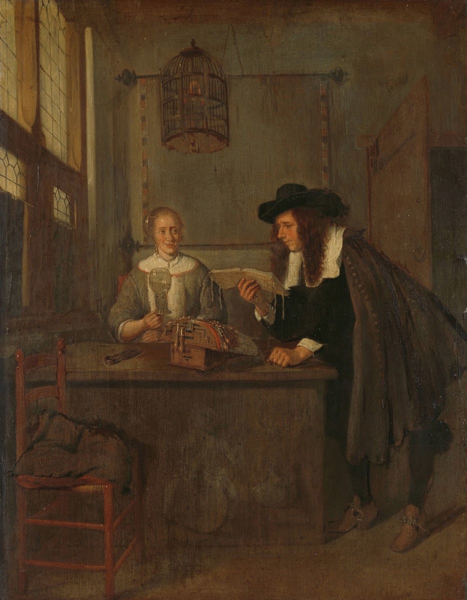 Interior with Lace Worker and a Visitor 1650   1668
