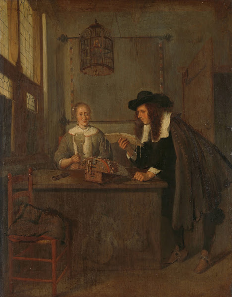 Interior with Lace Worker and a Visitor 1650   1668