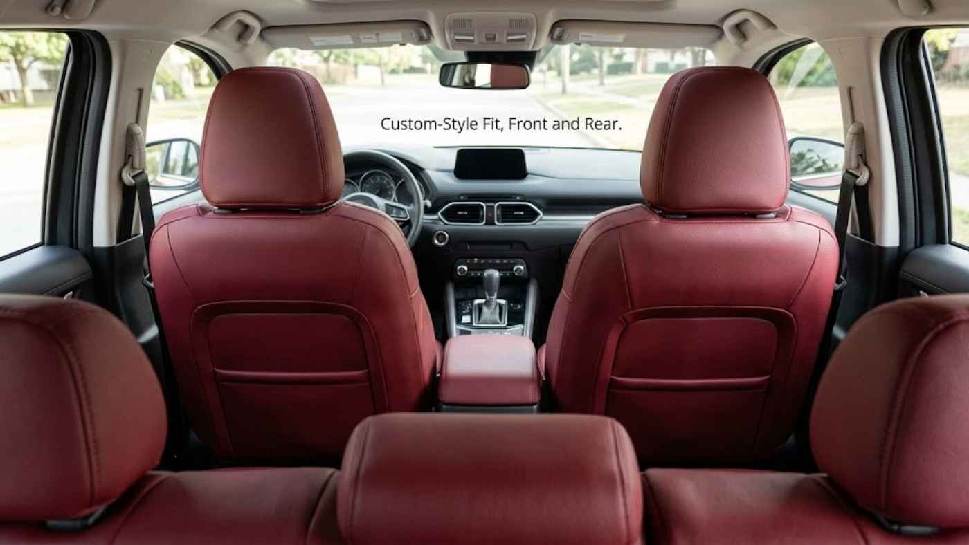 Perforated eco-leather seat cover installed in a 2027 Chevrolet Silverado 1500 cabin