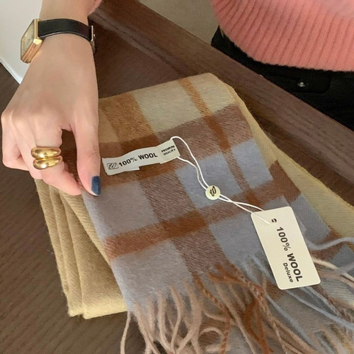 Checked wool scarf, 100% wool