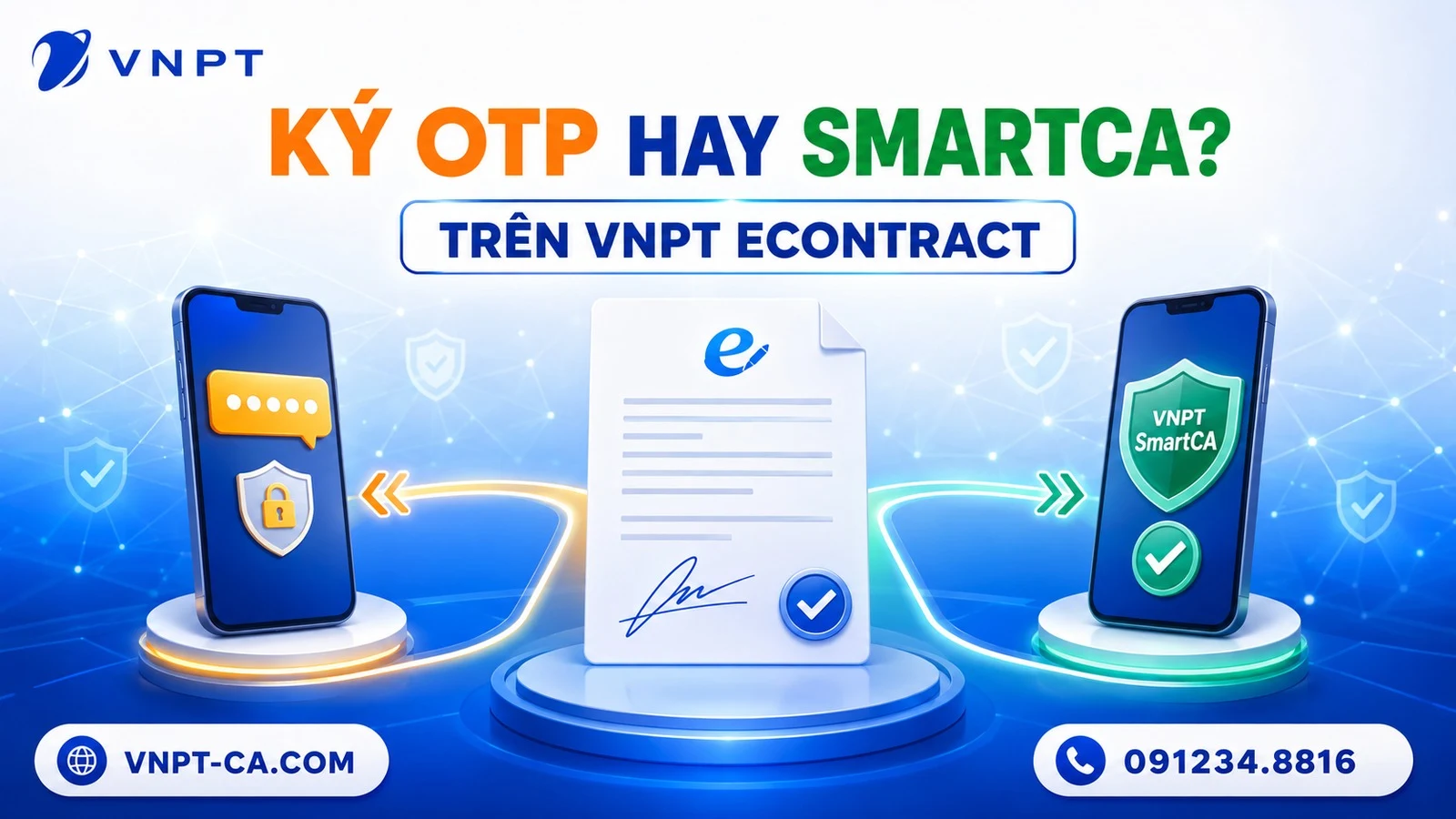 So sánh ký OTP và ký số VNPT SmartCA trên VNPT eContract theo phương thức xác thực và bằng chứng giao dịch