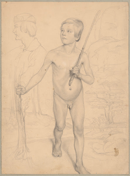 Study of a nude boy against a landscape 1858