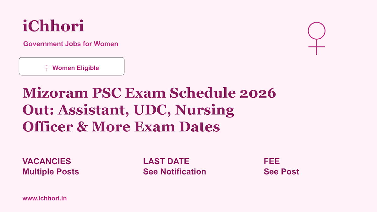 Mizoram PSC Exam Schedule 2026 Out: Assistant, UDC, Nursing Officer & More Exam Dates - iChhori