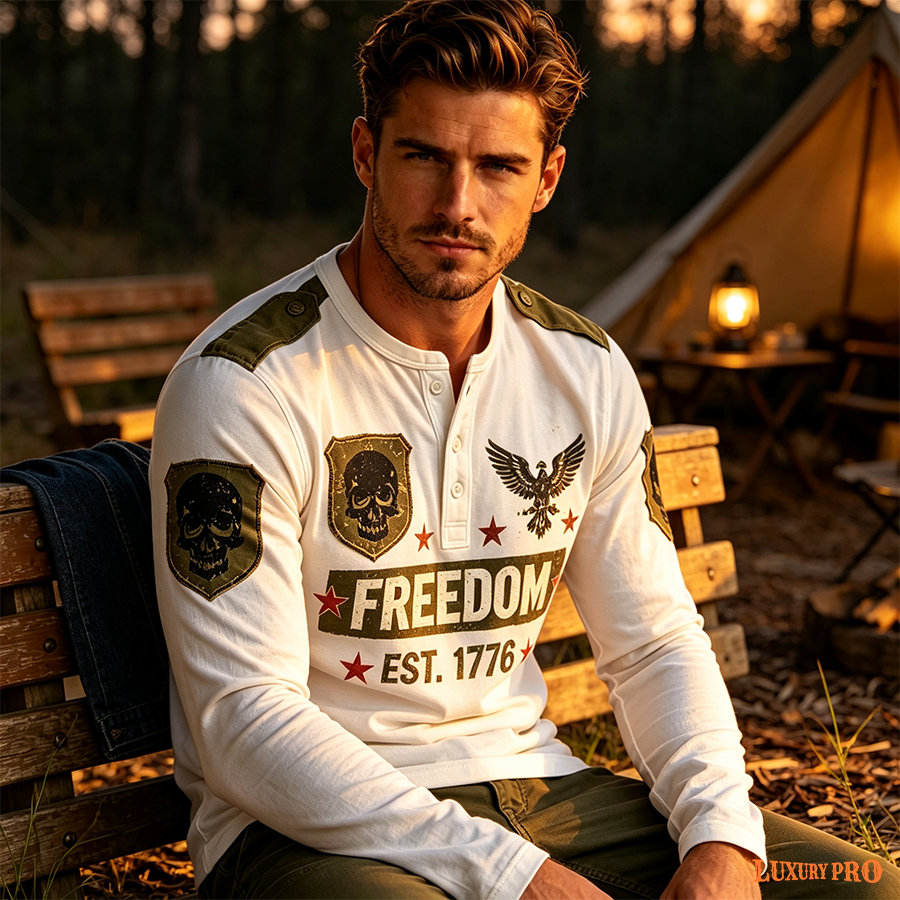 AOP TOL Three Button Long Sleeve