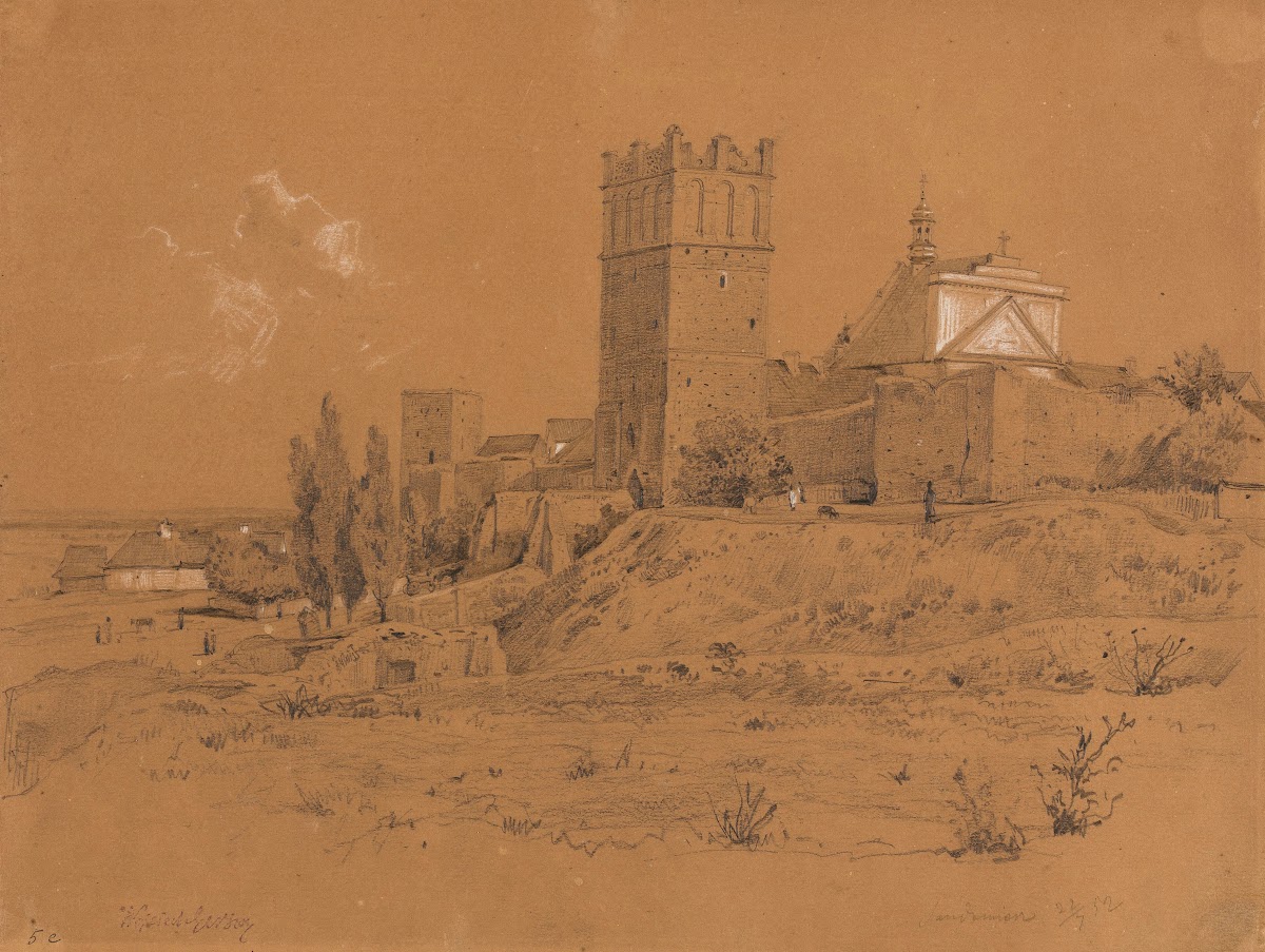 Fortified wall with Opatowska gate in Sandomierz 1852