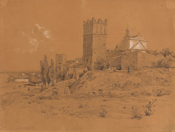 Fortified wall with Opatowska gate in Sandomierz 1852
