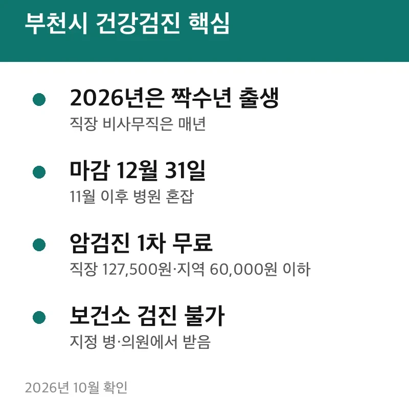 부천시 건강검진 핵심