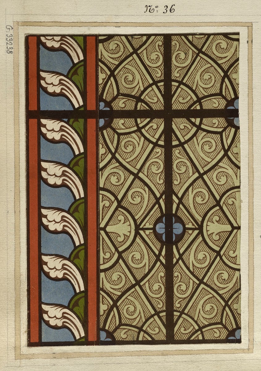 Détail de fenêtre fond gris entourage à fond bleu