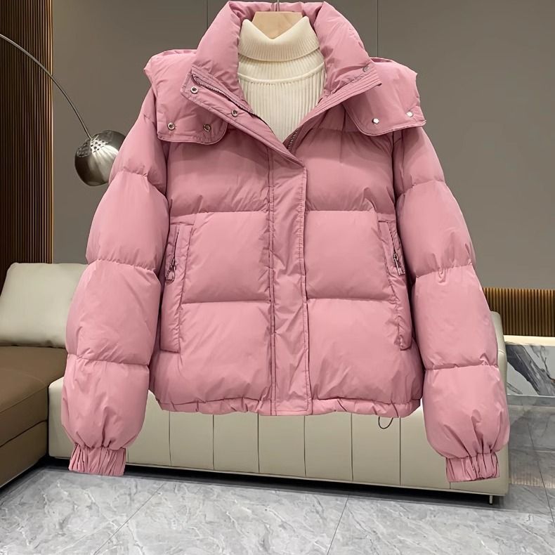 Damen-Steppjacke, kurz, mit Kapuze, große Größen