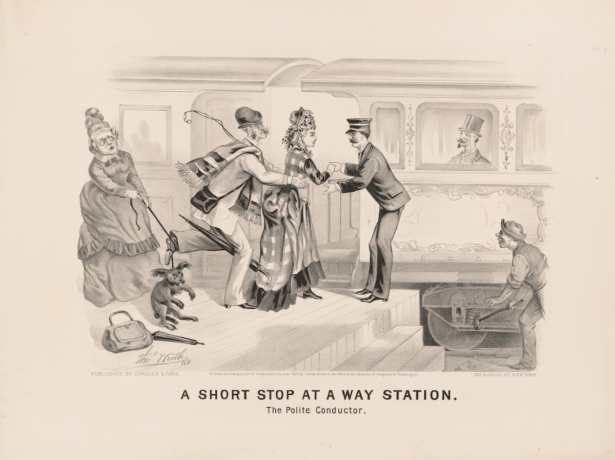 A short stop at a way station the polite conductor 1875