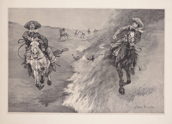 Dragging a Bulls Hide over a Prairie Fire in Northern Texas 1888