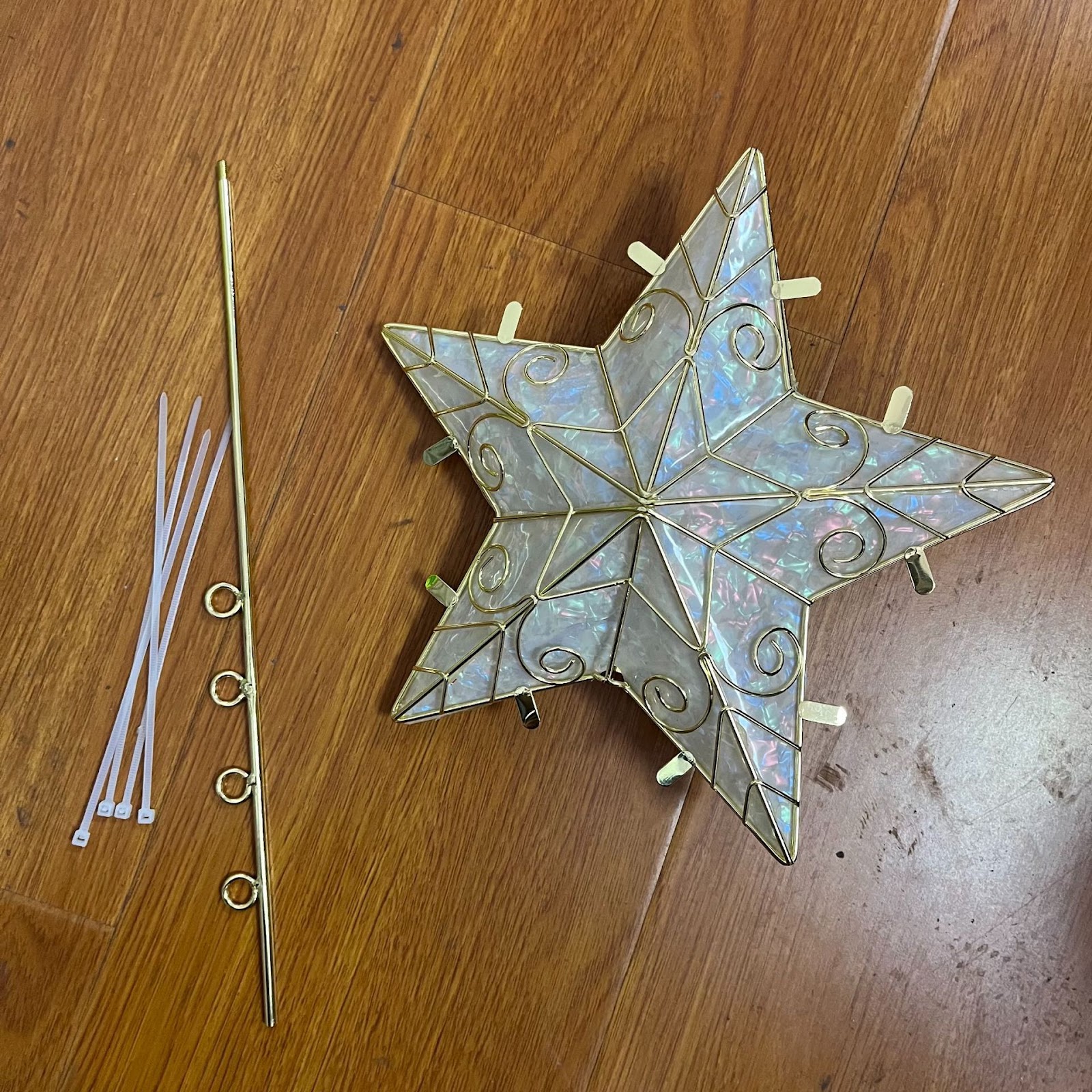 Goldene 3D-Weihnachtsbaumspitze, Stern-Design, Metall