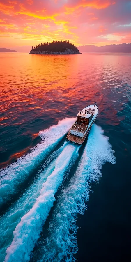Boat, Sunset, Seascape, Watercraft Full HD iPhone Phone Wallpaper