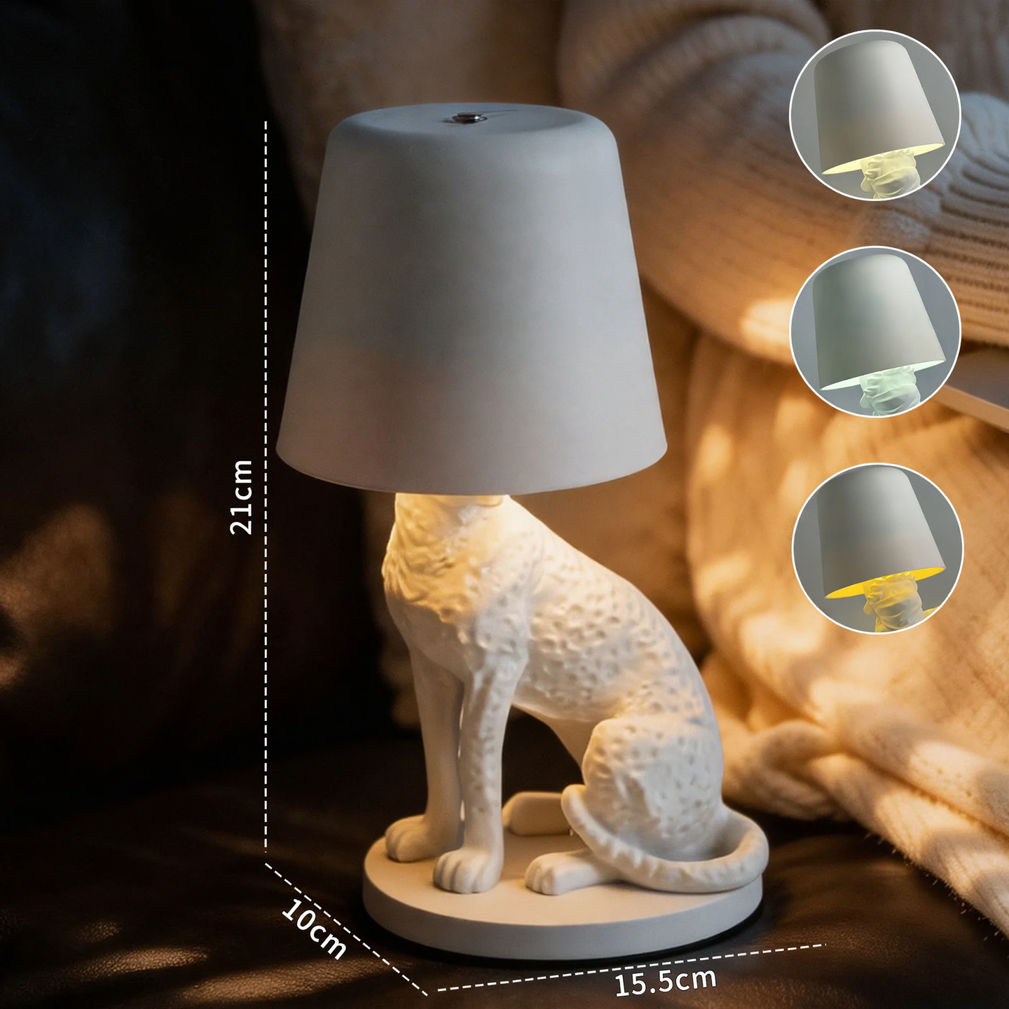 Bottle lamp with leopard motif, table lamp