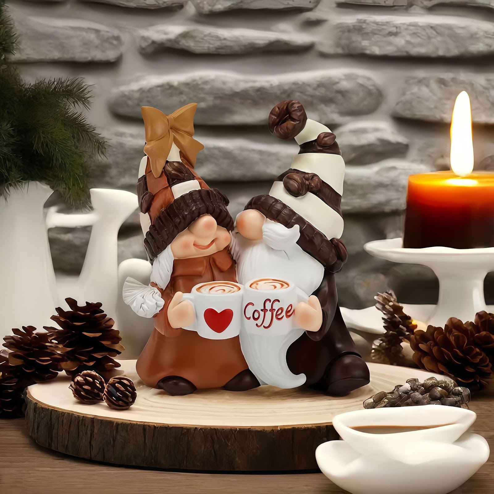 Christmas Gnome Pair made of Resin