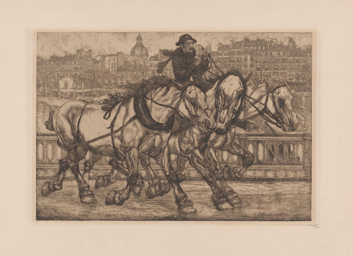 Paarden op de Pont Sully in Parijs 1903