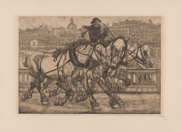 Paarden op de Pont Sully in Parijs 1903