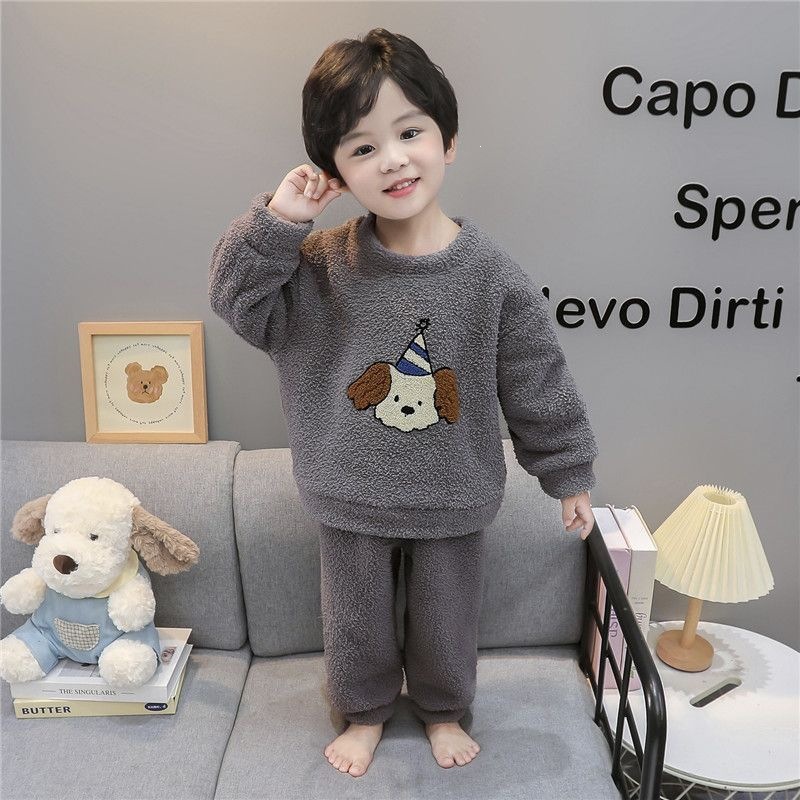 Warme Jungen-Hausanzug-Sets aus weichem Fleece