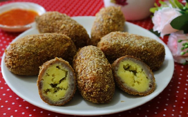 Khoai Môn Nhân Đậu Xanh Chiên Giòn