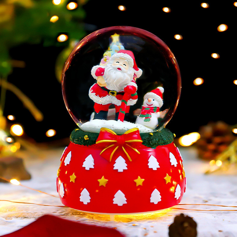 Christmas Glass Globe Music Box with Light
