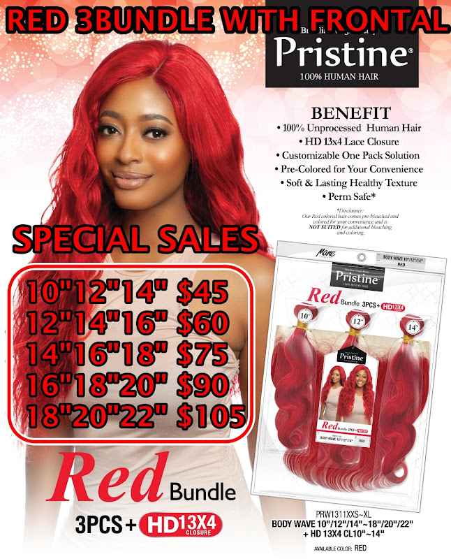 RED BUNDLE BODY WAVE 18"/20"/22"+ HD 13X4 CL14"