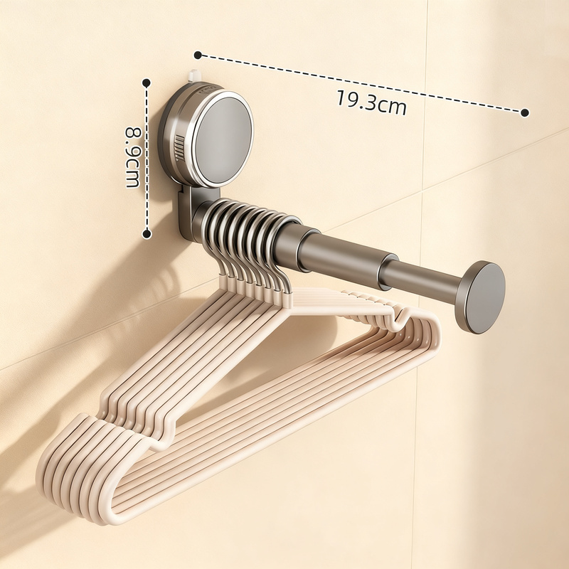 Suction Cup Laundry Rack, Retractable, No Drilling