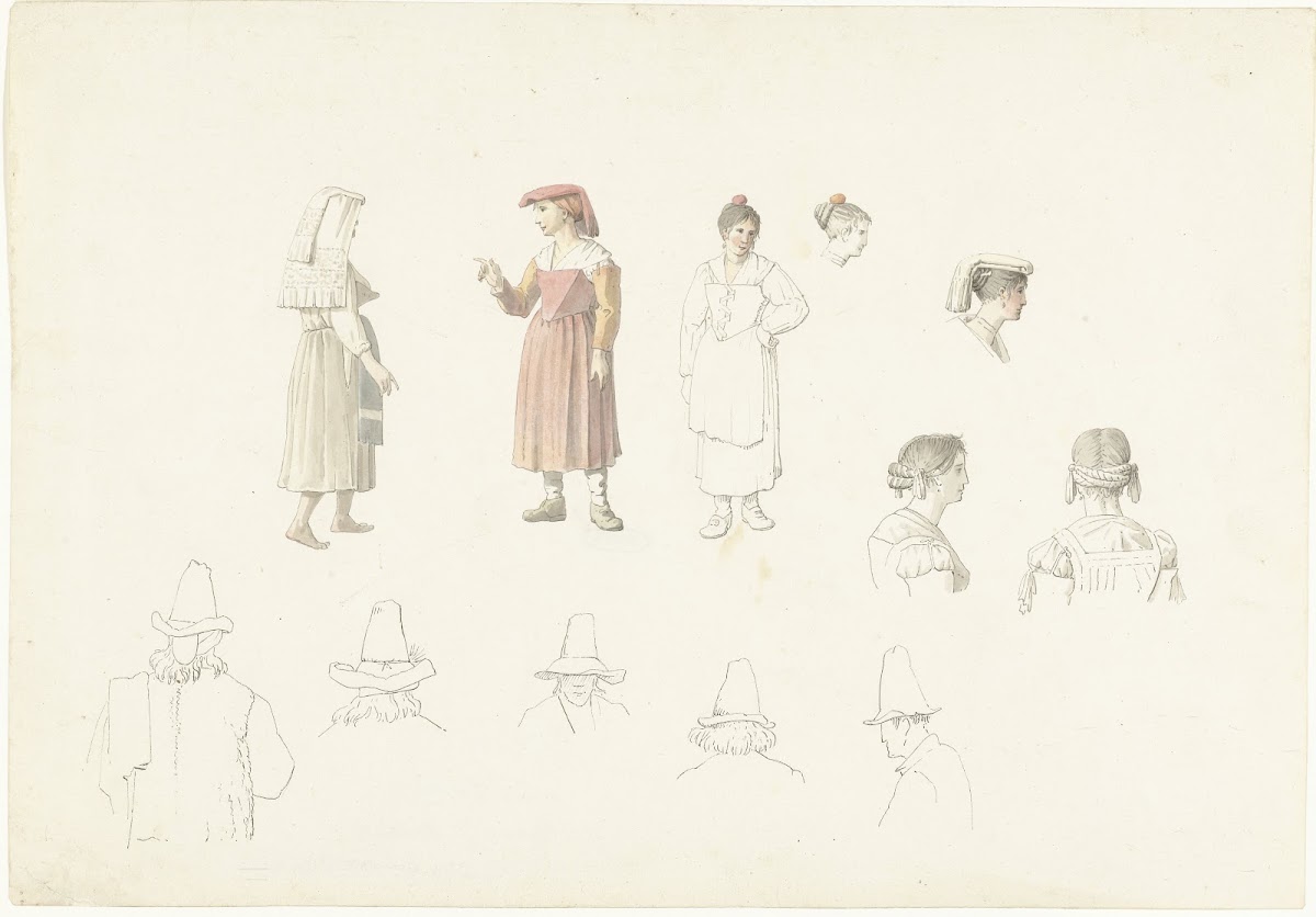 Studieblad met Italiaanse boeren en boerinnen 1787   1847