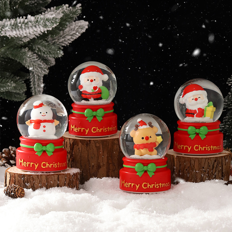 Small Christmas snow globe with light