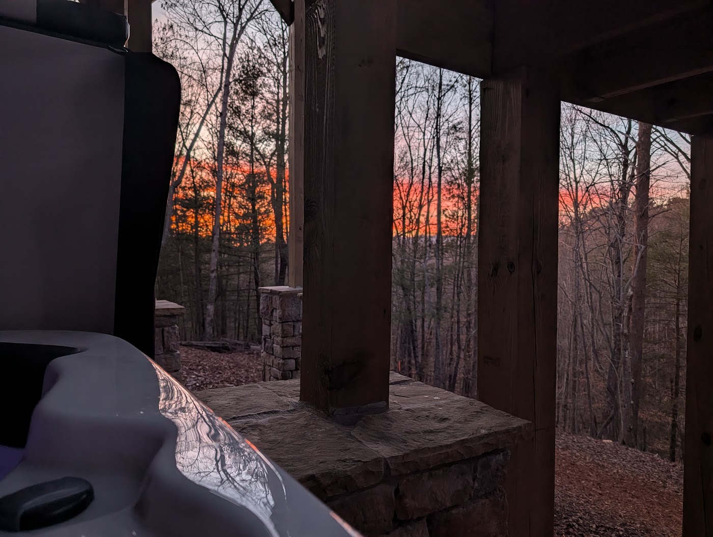 Sunset at Orchard & Vine Mountain Haus, Ellijay Georgia — Blue Ridge Mountains vacation rental
