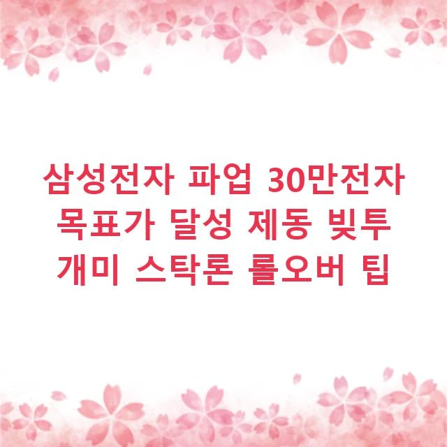 삼성전자 파업 30만전자 목표가 달성 제동 빚투 개미 스탁론 롤오버 팁