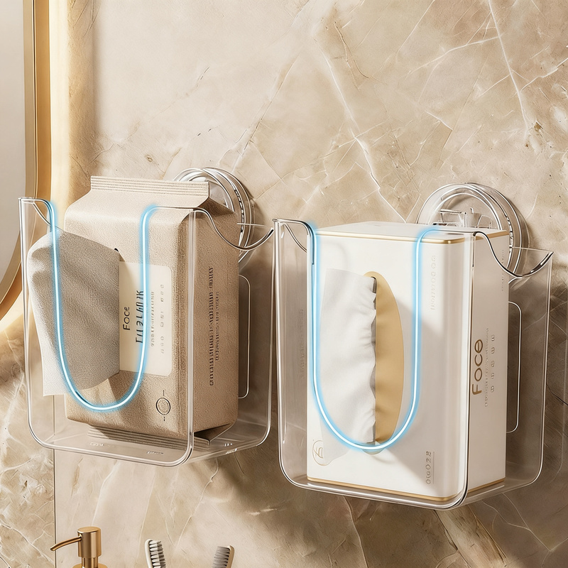 Wall-mounted paper towel holder with suction cup