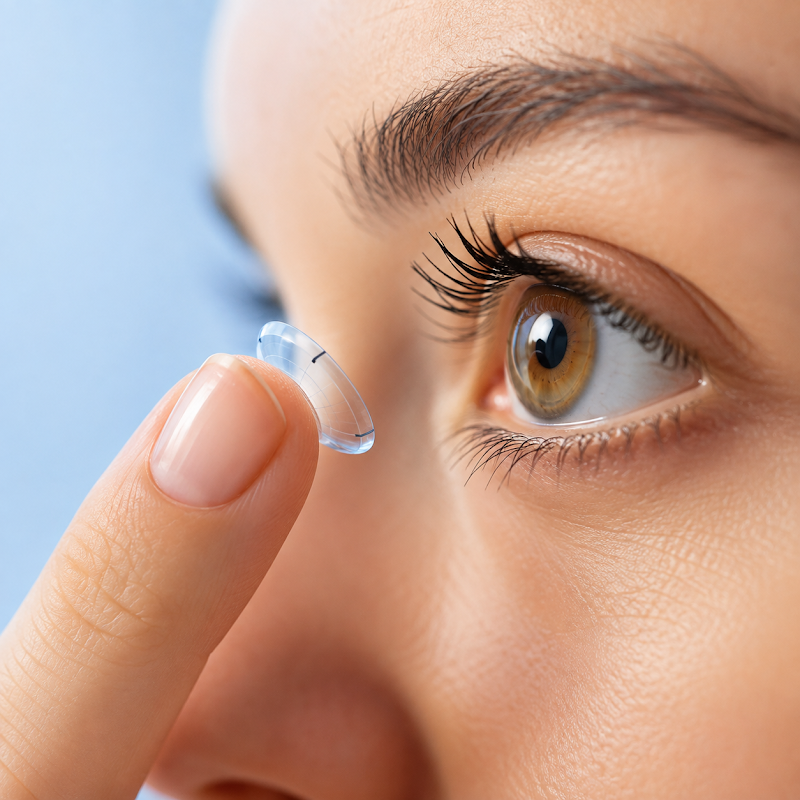 Toric contact lens being fitted