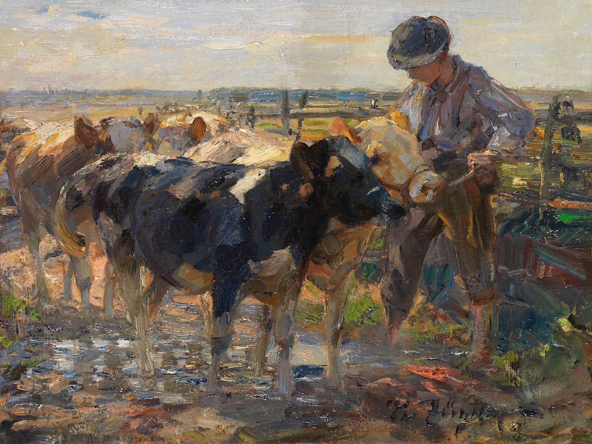 Hirte mit Jungrindern 1900