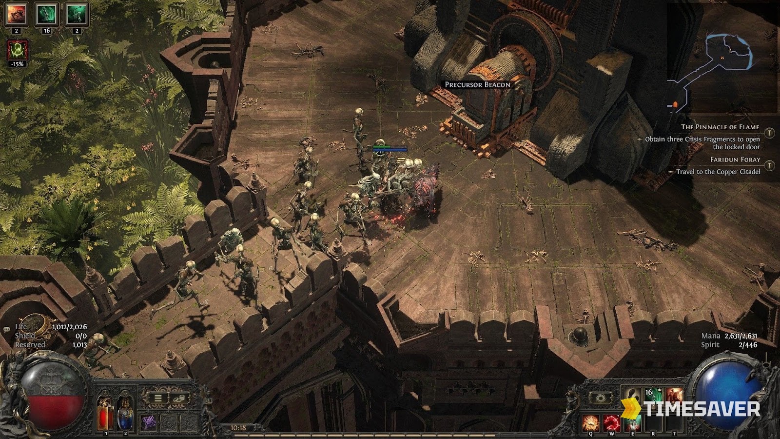 PoE2 Precursor Tower and Reactor area on the Atlas — where Precursor Tablets are slotted to irradiate nearby maps