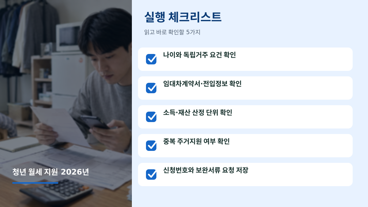 청년 월세 지원 2026년에도 받을 수 있나요? 계속사업 전환 후 확인 순서 - 글 전용 체크리스트